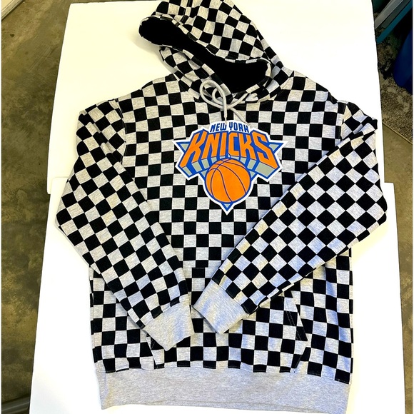 MEN’S NBA New York Knicks Checkered Rare HOODIE Large - Picture 2 of 6